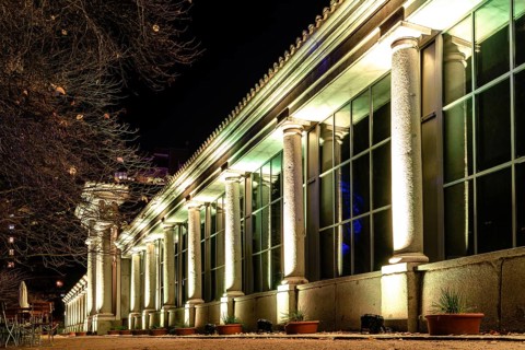 Madrid, Spain, December 5, 2019: Royal Botanical Garden of Madrid illuminated during Christmas time