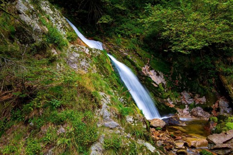 Picturesque high-water cascading waterfall Allerheiligen. The Black Forest /Schwarzwald/ - famous