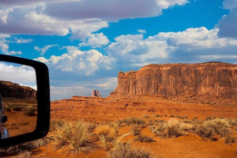 Monument Valley is a unique geological formation. The USA. Huge masses of red sandstone - outliers