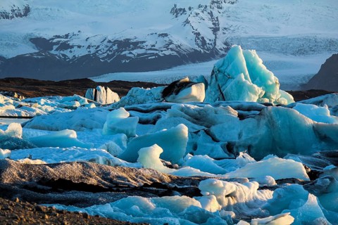 View of Jokulsarlon glacial lake on a summer evening, Iceland