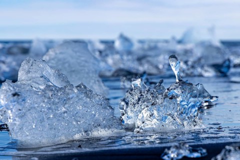 Diamond Beach at noon, Jökulsarlon, south coast, island
