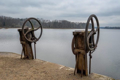 Floodgate on the pond, Trebon, Czech Republic. Floodgate valve