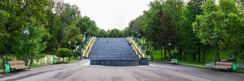 Kharkiv, Ukraine 07.15.2020. Cascade in Kharkiv, Ukraine on a sunny summer day, Kharkiv, Ukraine