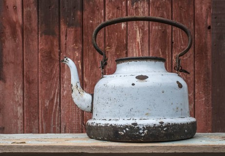 Old vintage metal teapot