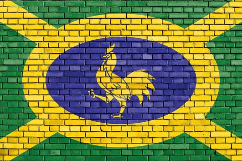 Flag of Penkhull painted on brick wall
