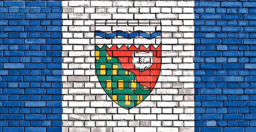 Flag of Northwest Territories painted on brick wall