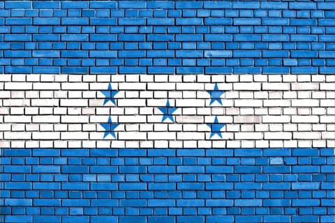 Flag of Honduras painted on brick wall