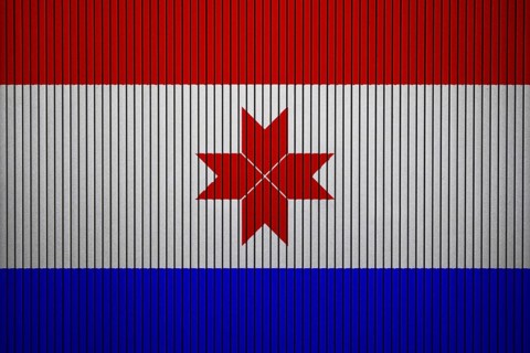 Mordovia Flag painted on the cracked grunge concrete wall