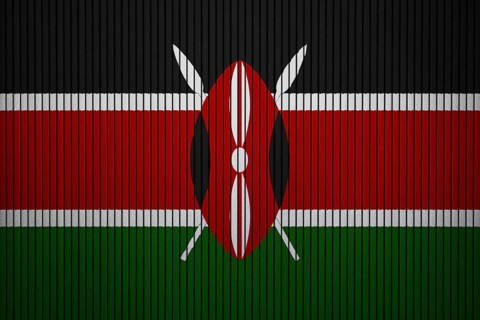 Kenya Flag painted on the cracked grunge concrete wall
