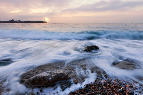 Sea sunrise. Yalta, Crimea, Ukraine