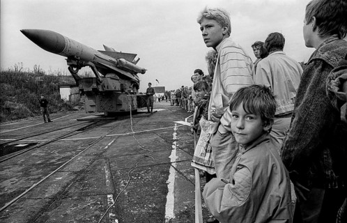 Germany, Osterne, 12.11.1991, open day in a former NVA missile site (now Bundeswehr), the missiles