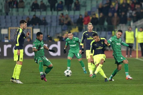 Sofia, Bulgaria - November 1, 2016: Ludogorets versus Arsenal players during UEFA Champions League