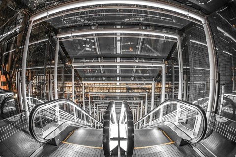 Escalator image. Shooting Location: Tokyo metropolitan area