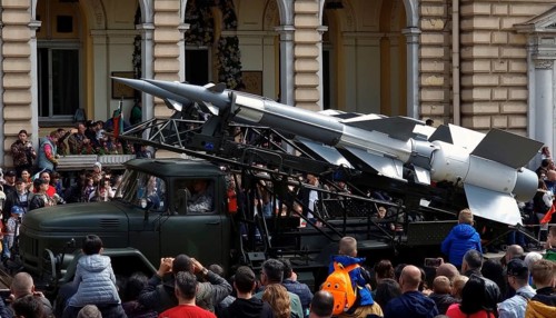 Sofia, Bulgaria - 6 May, 2023: S-125 Neva/Pechora surface-to-air missile system is seen during the