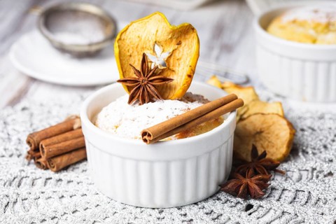 Muffin with apple and cinnamon, decorated with anise star
