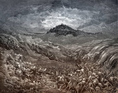 The Egyptians Drowning in the Red Sea, woodcut by Gustave Doré