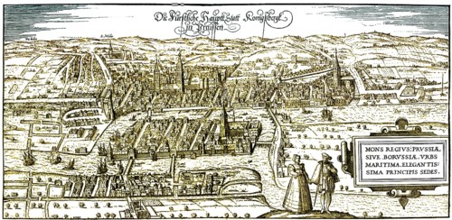 Panoramic view of Koenigsberg, 16th century, today Kalinigrad, Russia, Europe, Europe Historische