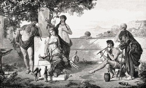 Ancient Roman marionettist at Pompeii, Italy