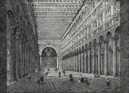 Interior view of St Paul's Church outside the walls, Rome, Italy