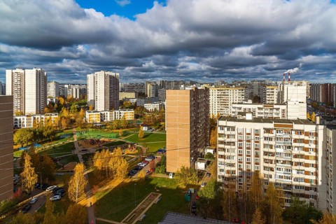 Top view of the fall in the Zelenograd district 15, Russia
