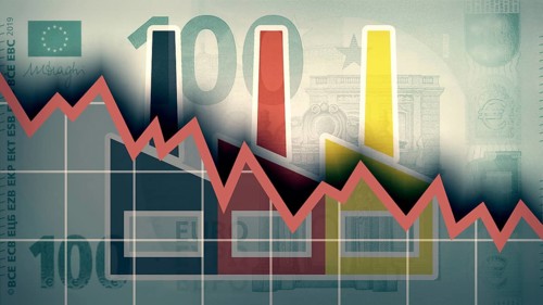 Symbolic image on the topic of negative trend, decline, profit slump, negative growth, etc. of the