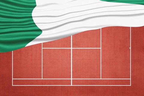 Nigeria Flag on Clay Tennis Court, Sports Symbol