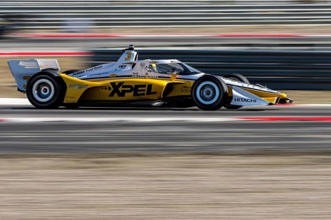 SCOTT MCLAUGHLIN (3) of Christchurch, New Zealand drives through the turns during a practice