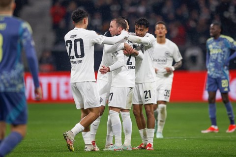 Football, Europa League, round of 16 second leg, 2024/2025, Eintracht Frankfurt vs. Ajax Amsterdam,