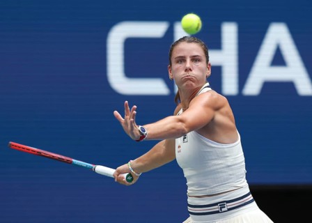 Tennis player Emma Navarro in action at the US Open 2024 Championships, Billie Jean King Tennis