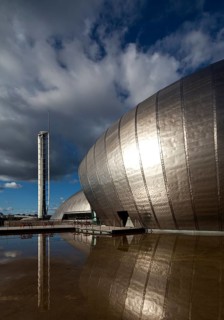 Glasgow Sience Centre, right IMAX cinema, both by Building Design Partnership, left Rotating Tower