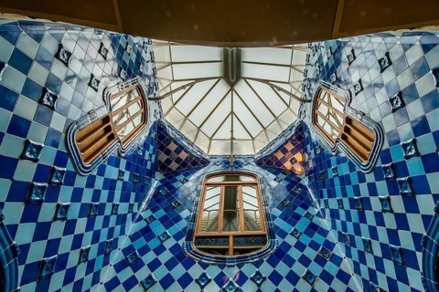 Interior of Casa Batllo modernism design by Antoni Gaudi, old town, barcelona, spain