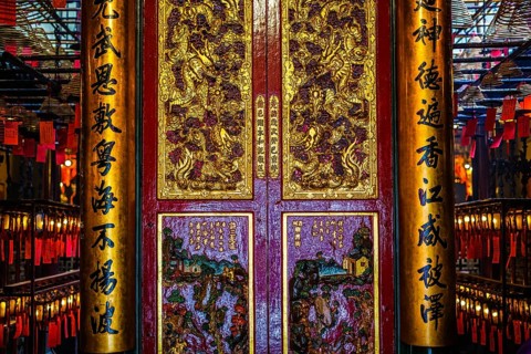 Decoration of Hong Kong Man Mo Temple. Shooting Location: Hong Kong Special Administrative Region
