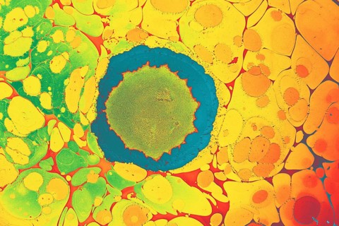 Beautiful abstract art of Ebru marbling painting techniques on water with acrylic paints