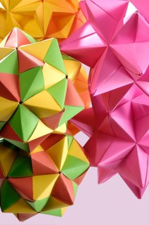 Colorful abstract Origami polyhedron figures