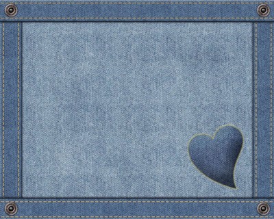 Jeans texture with sewn-on heart