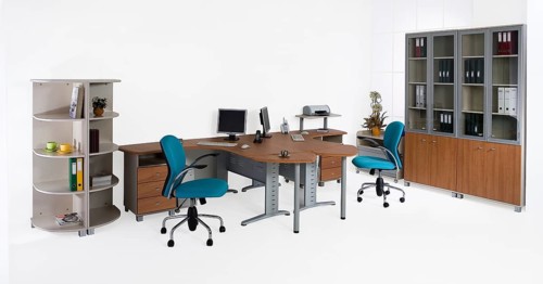 Office furniture on a white background, Novosibirsk, Russia