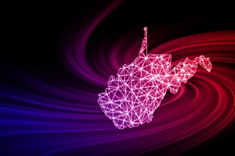 Map of West Virginia, Polygonal mesh line map, modern map