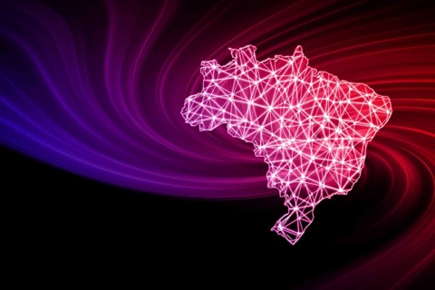 Map of Brazil, Polygonal mesh line map, modern map