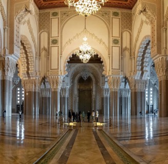 Casablanca, Morocco, 29 March, 2024: tourists enjoying a visit and guided tour of the Hassan II