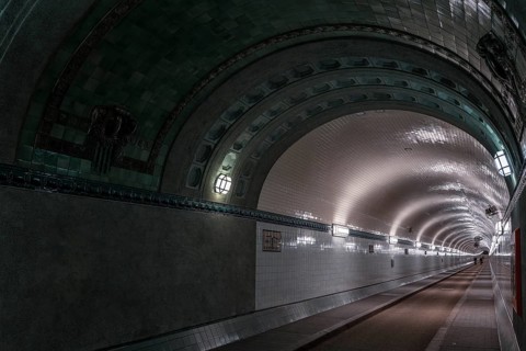 The old St. Pauli Elbe Tunnel in Hamburg, Germany