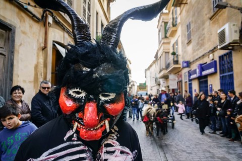 Bendicion de los animales de Sant Antoni, patron de los animales domesticos, Llucmajor, Mallorca,
