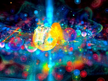Abstract bright festive background - computer-generated image. Fractal art: glowing colourful chaos