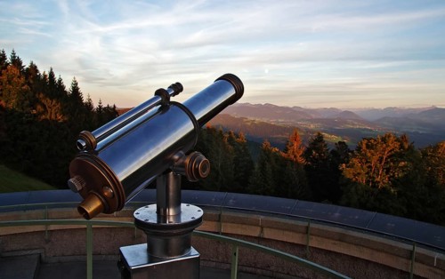 Observation telescope, panoramic view from the Pfänder into the Bregenzerwald and the Allgäu