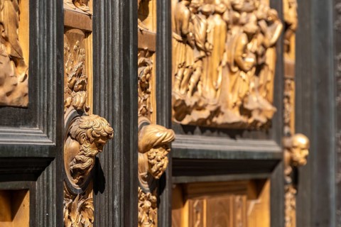Paradise Gate at the baptistery of the cathedral Santa Maria del Fiore in Florence, Italy