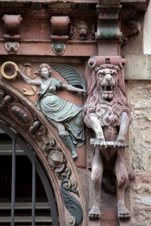 Renaissance portal, Old town market square, Brunswick, Lower Saxony, Germany, Europe,