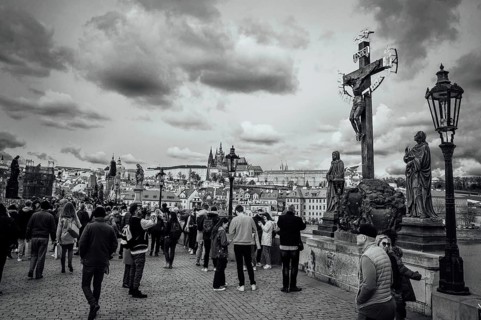 PRAGUE, CZECHIA - MARCH 25, 2023: historical Charles Bridge
