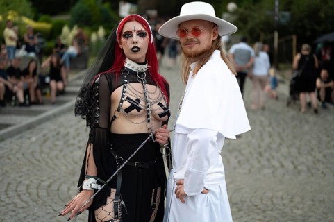 BOLKOW, POLAND - JULY 14, 2023: An unidentified participants of the Castle Party on the street in