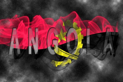 Angola Flag with Starry Background Smoke Effect