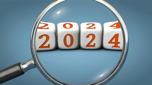 Symbolic image on the topic of the beginning of the year, turn of the year, year 2024
