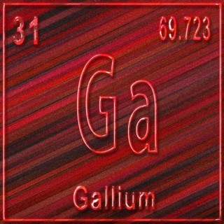 Gallium chemical element, Sign with atomic number and atomic weight, Periodic Table Element